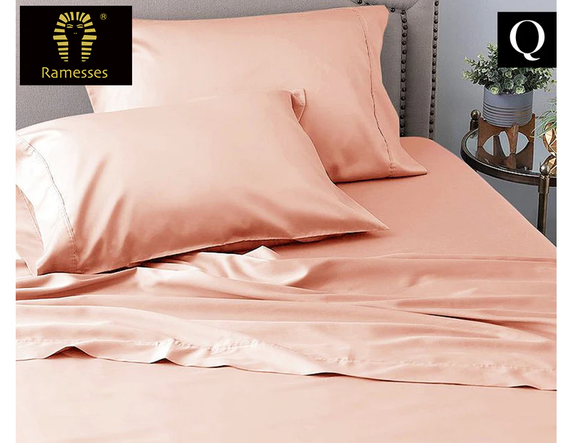 Ramesses 1200TC Tencel Queen Bed Sheet Set - Dusty Pink