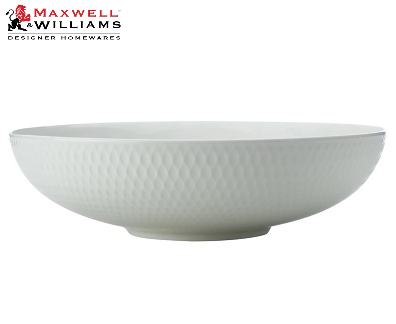 Maxwell & Williams 28cm Basics Diamonds Round Serving Bowl - White