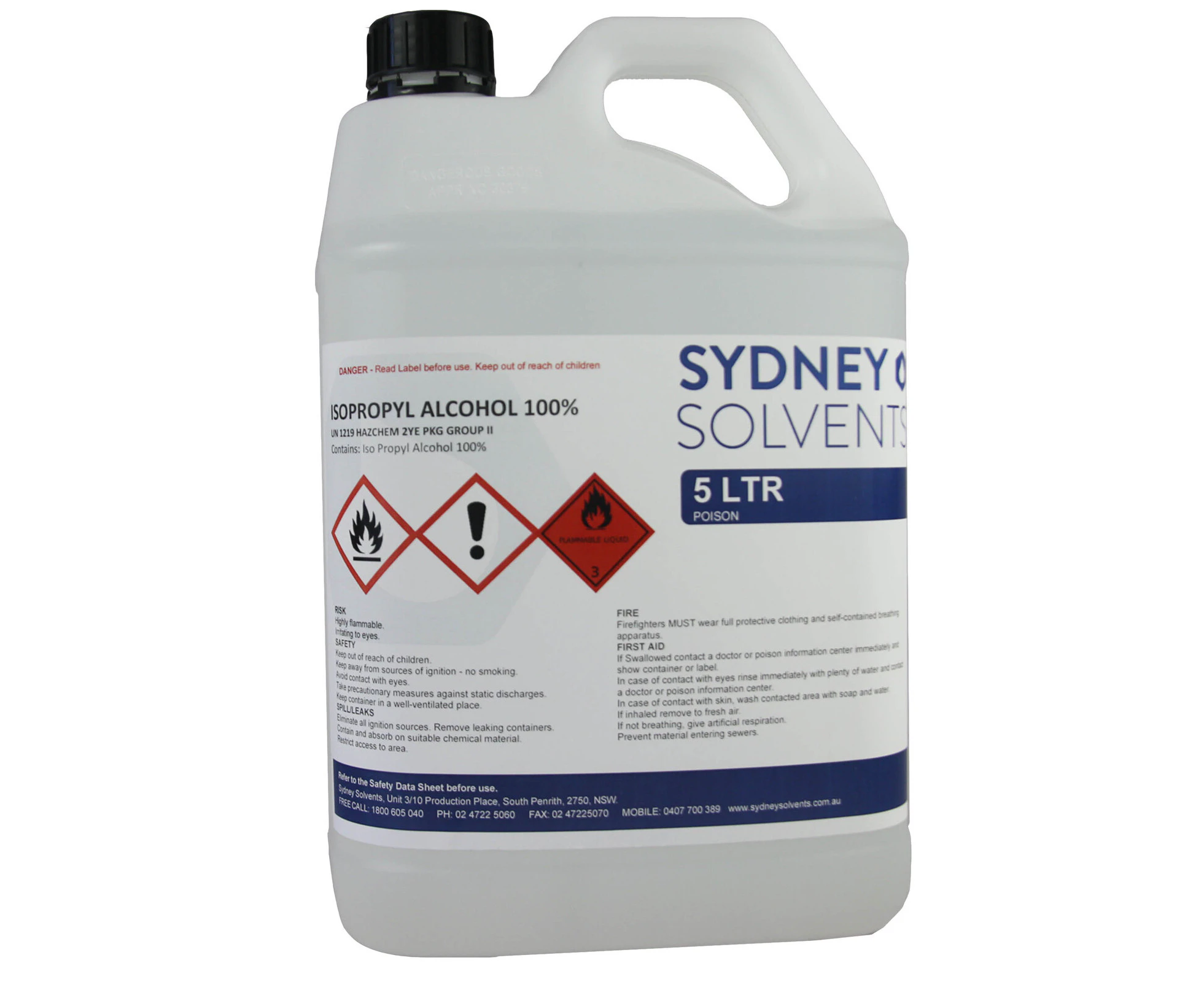 IsoPropyl Alcohol - IPA Isopropanol 100% 5 Litre