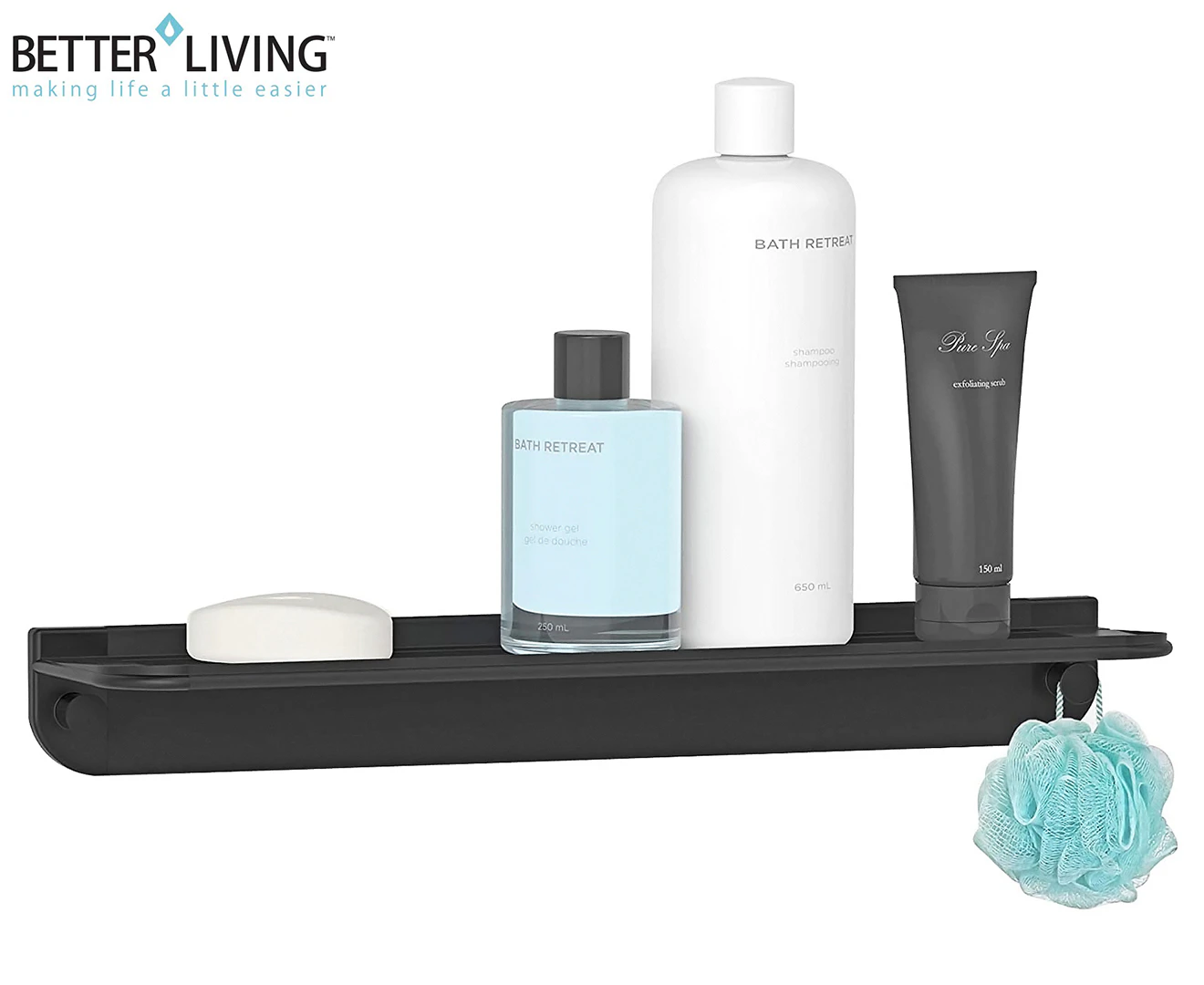 Better Living Glide Shower Shelf - Black