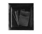 DreamZ Silky Satin Sheets Fitted Flat Bed Sheet Set Pillowcases Queen Black