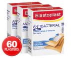 3 x 20pk Elastoplast Fabric Antibacterial Silver Strips