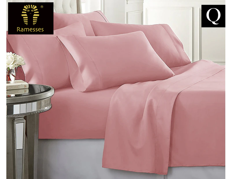Ramesses Egyptian Cotton Queen Bed Sheet Set - Rose Pink
