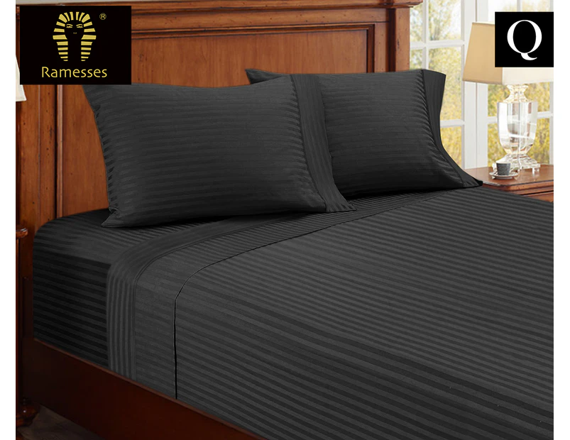 Ramesses 1500TC Spring Refresh Egyptian Cotton Queen Bed Sheet Set - Charcoal