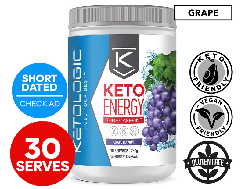 Ketologic Keto Energy BHB & Caffeine Powder Grape 262g / 30 Serves