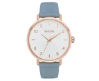 Nixon Women's 38mm Arrow Leather Watch - Rose Gold/Blue/White