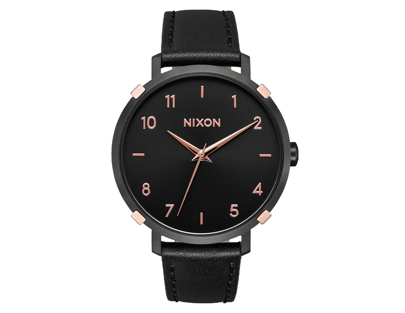 Nixon Women's 38mm Arrow Leather Watch - Rose Gold/Black