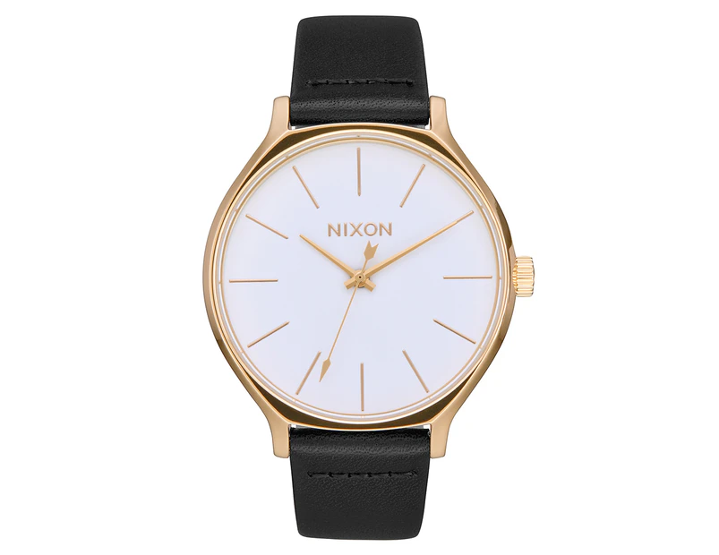 Nixon Women's 38mm Clique Leather Watch - Gold/Black/White