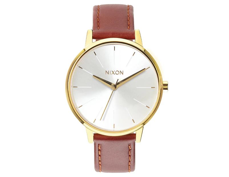 Nixon Women's 32mm Kensington Leather Watch - Gold/Saddle/White