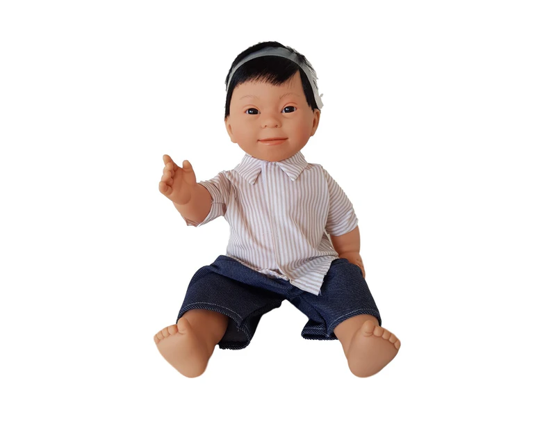 Asian Baby Boy Doll with Down Syndrome Facial Features Anatomically Correct 40cm