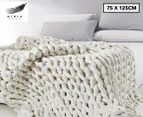 Gioia Casa 75x125cm Super Chunky Hand Braided Small Blanket - White