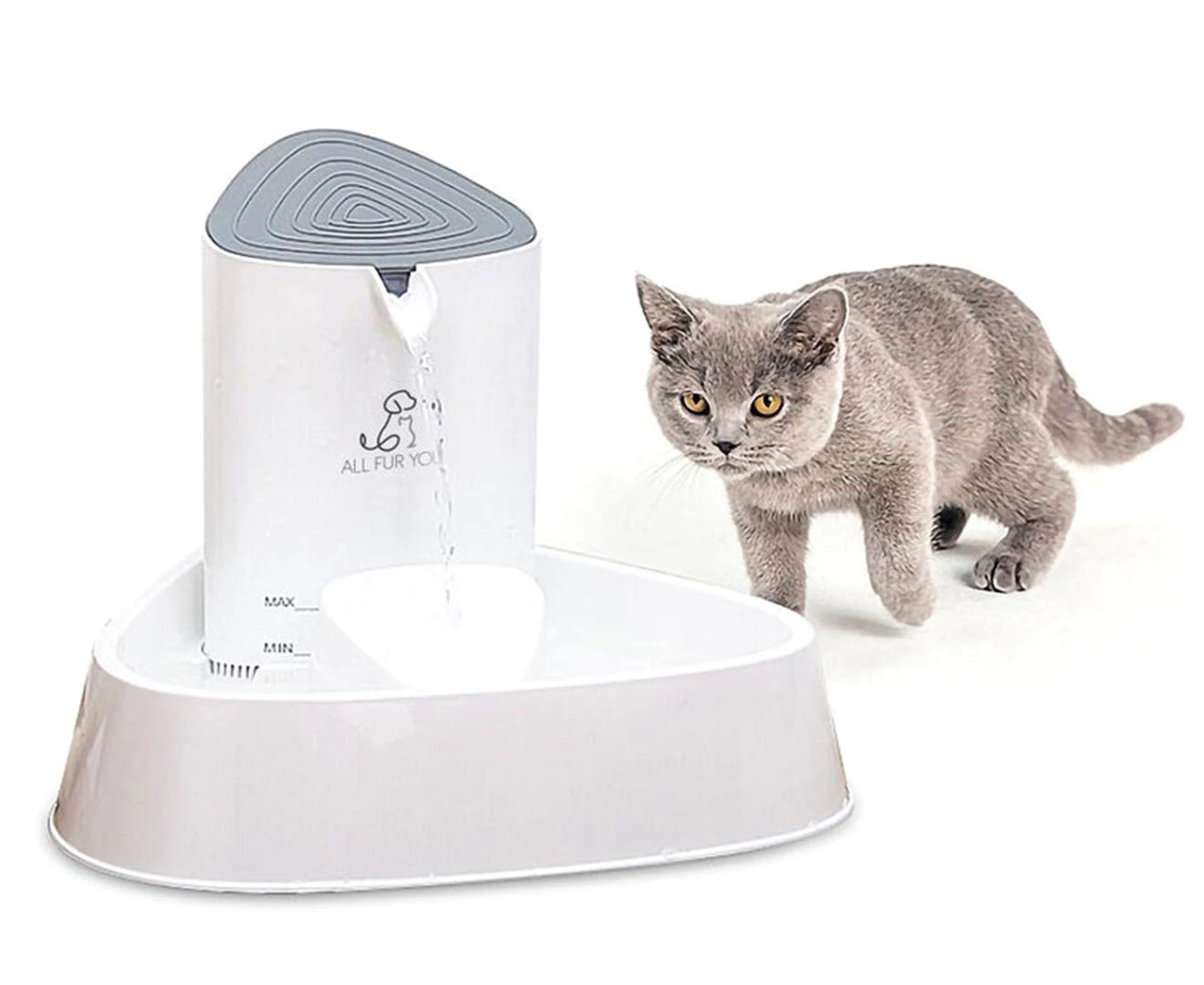 All Fur You Pet Dog Cat 29.5cm/1.5L Seashell Water Fountain Electric Feeder WHT