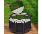 PaWz Dog Playpen Pet Play Pens Foldable Panel Tent Cage Portable Puppy Crate 30" - Brown