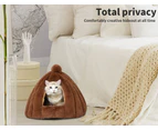Pet Bed Dog Beds Bedding Cat House Comfy Kennel Cave Castle Igloo Nest Brown L