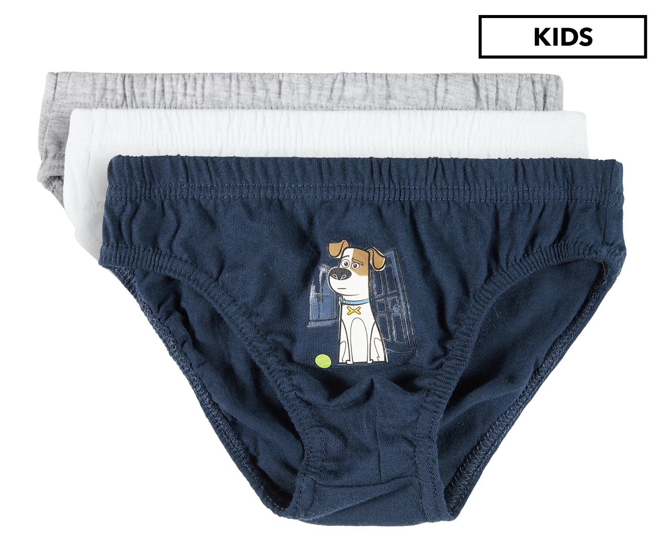 The Secret Life Of Pets Boys' Underwear 3-Pack - Grey/White/Navy ...