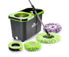 DR FUSSY Stainless Steel Spin Mop Bucket Floor Clean System with 2 Microfiber Mop Heads