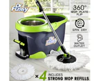 360 Rotating Spin Floor Mop Bucket Cleaning System with 4 Microfiber Mop Heads