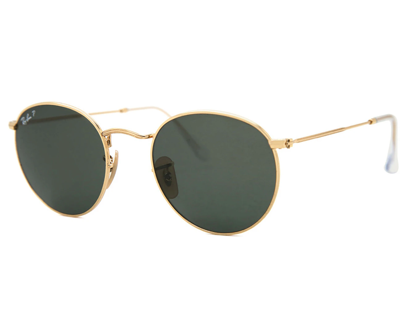 Ray-Ban Men's RB3447 Round Metal Polarised Sunglasses - Gold/Green