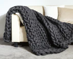 Gioia Casa 120x160cm Super Chunky Hand Braided Large Blanket - Charcoal