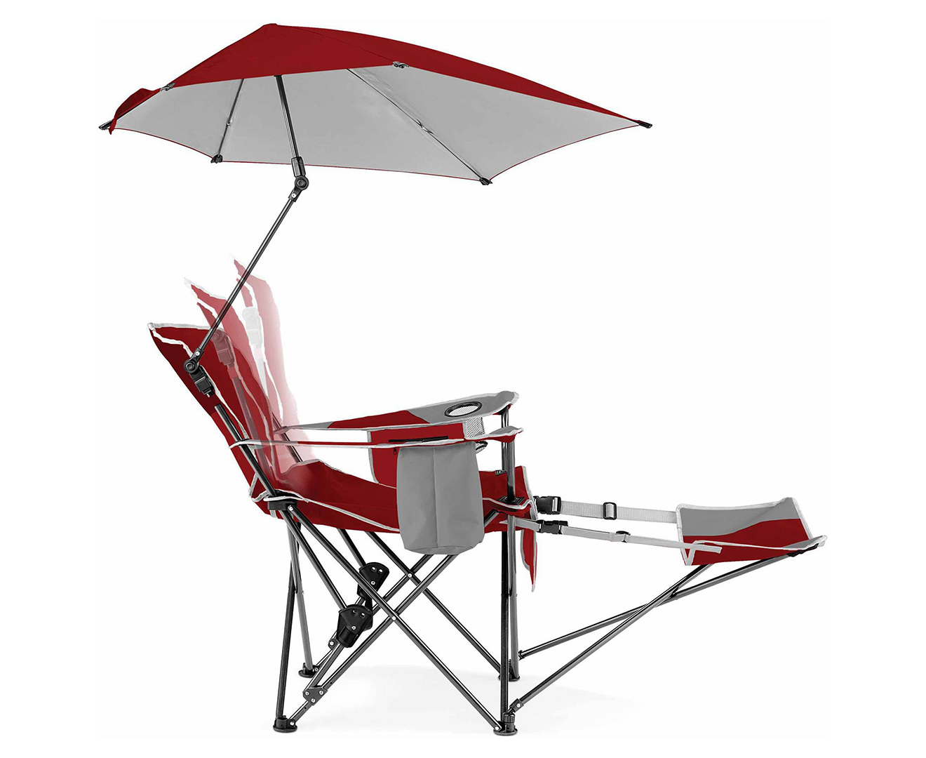 folding chair with umbrella and footrest