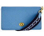 Coach Hayden Pebbled Leather Foldover Crossbody Clutch Bag - Pacific Blue