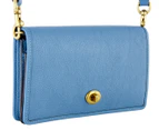 Coach Hayden Pebbled Leather Foldover Crossbody Clutch Bag - Pacific Blue