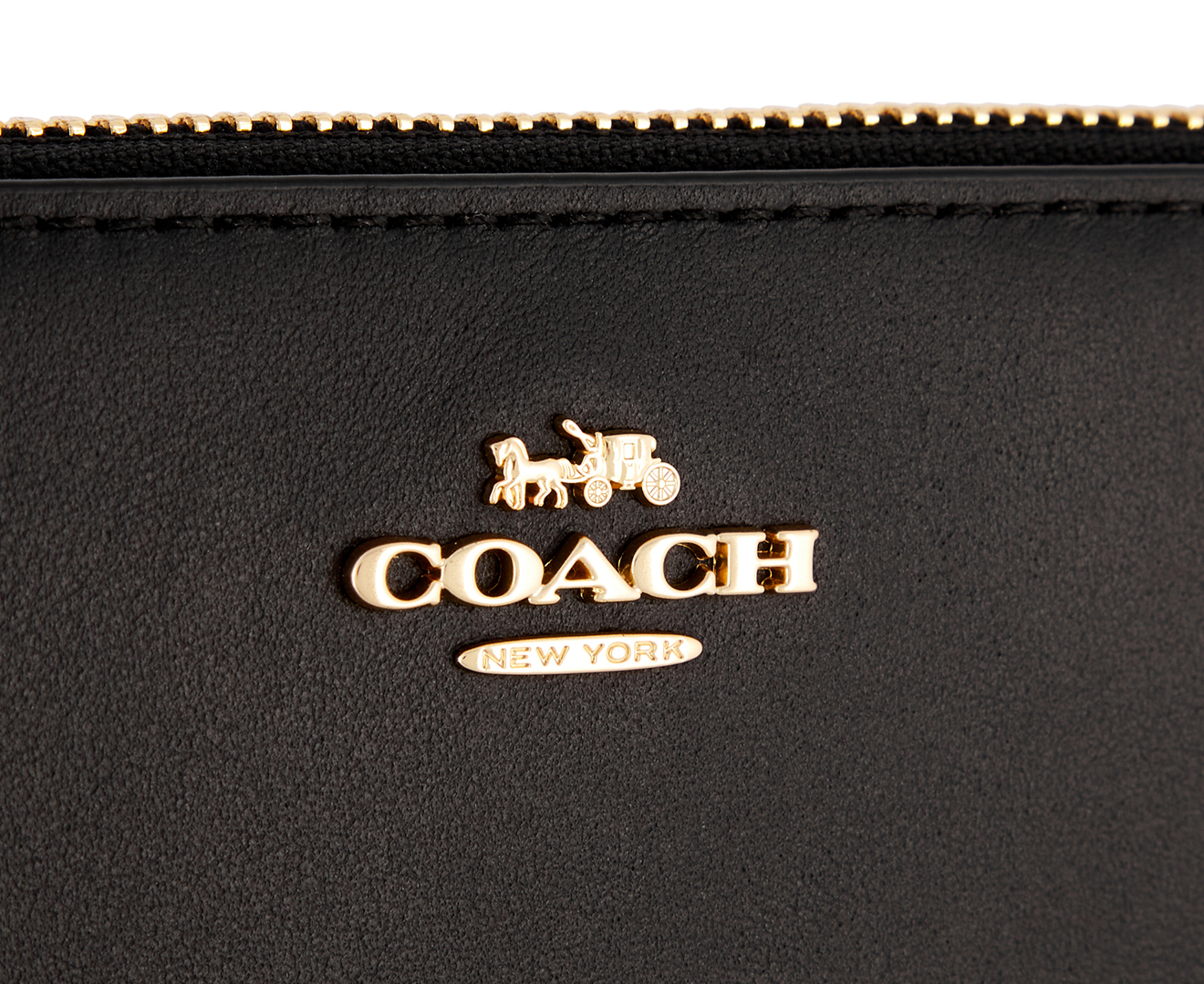 Coach Smooth Leather Slim Accordion Zip Wallet - Black | Catch.co.nz