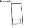 Boxsweden Metal Frame Garment Rack w/ Wood Shelves - Black/Brown