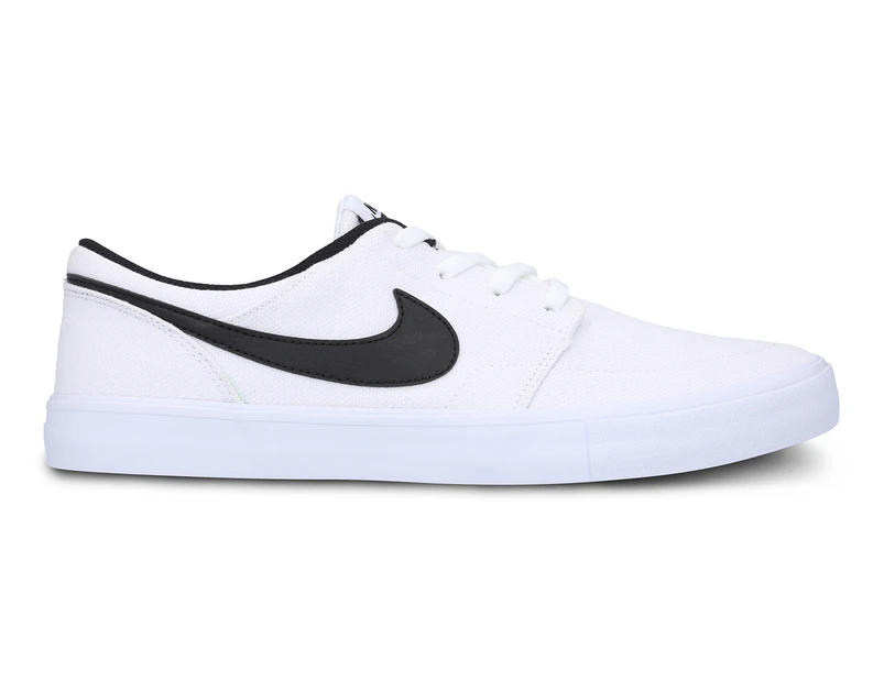 Nike SB Men's Portmore II Solarsoft Canvas Skate Sneakers - White/Black