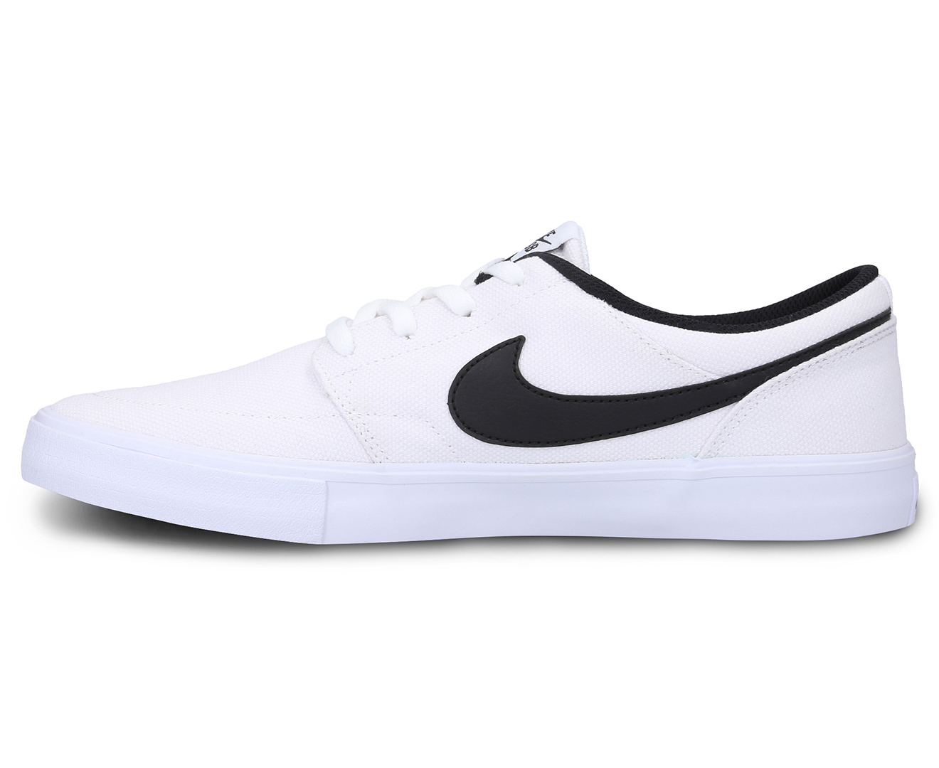 Nike SB Men's Portmore II Solarsoft Canvas Skate Sneakers - White/Black ...