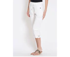 Rockmans Crop Linen Pocket Pant - Womens - Optic White