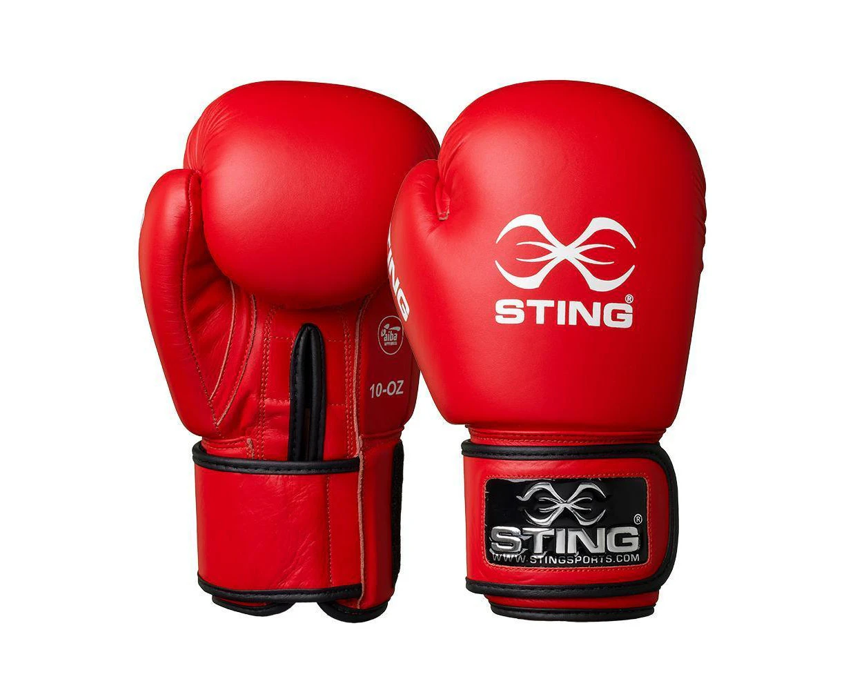 STING Sports Aiba Competition Leather Boxing Glove - Red