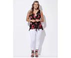 Crossroads Floral Peplum Top - Womens - Red Floral