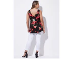 Crossroads Floral Peplum Top - Womens - Red Floral