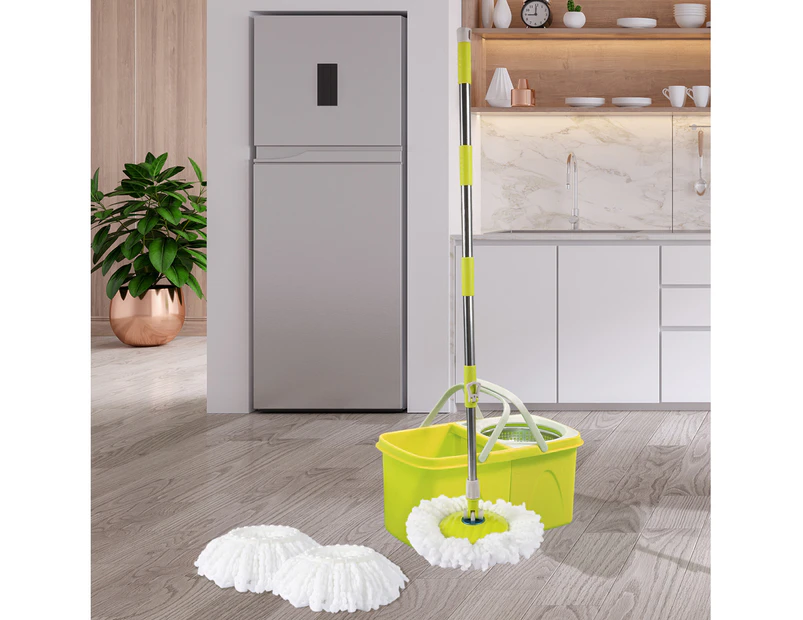 360° Spin Mop Bucket Set Spinning Stainless Steel Rotating Wet Dry Microfiber