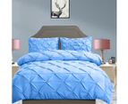 DreamZ Diamond Pintuck Duvet Cover Pillow Case Set in Double Size in Navy - Sky blue