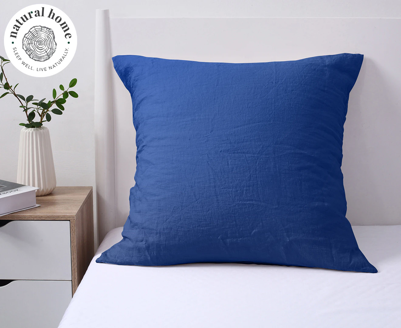 Natural Home Flax Linen Euro Pillowcase Classic Blue - 65x65cm