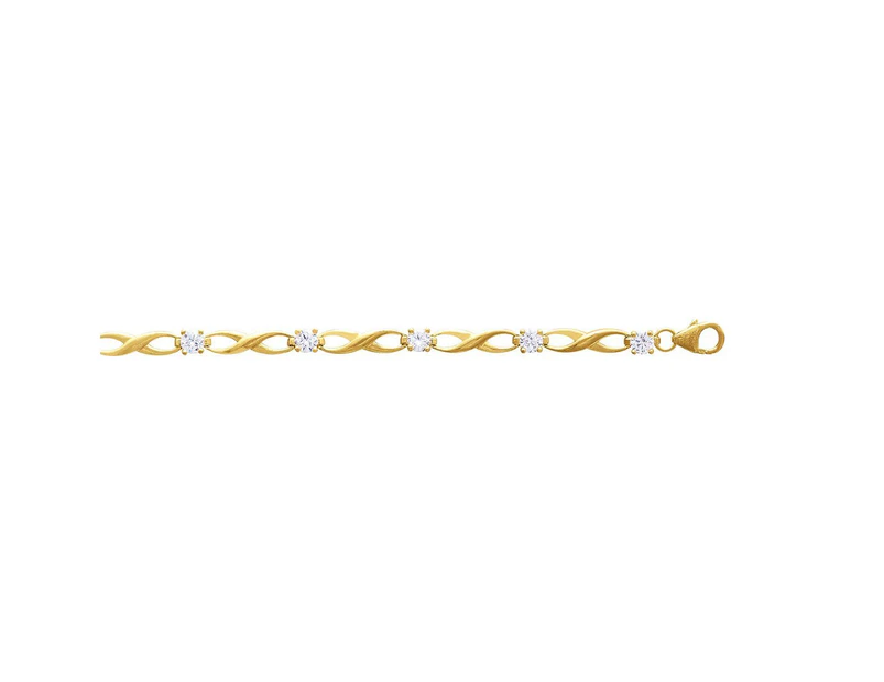 Bevilles Cubic Zirconia Infinity Bracelet in 9ct Yellow Gold Silver Infused