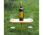 Gourmet Kitchen Bamboo Picnic Wine Table w/ Screw-in Spike - Natural - 40x34x20cm 2