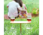 Gourmet Kitchen Bamboo Picnic Wine Table w/ Screw-in Spike - Natural - 40x34x20cm