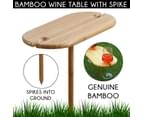 Gourmet Kitchen Bamboo Picnic Wine Table w/ Screw-in Spike - Natural - 40x34x20cm 3