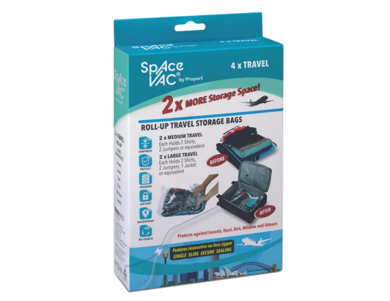 Space Vac Vacuum Storage Bag Seal Compressing Organizer Clothes - Travel 4 Pk