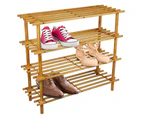Boxsweden 4 Tier 74cm Wooden Shoe Rack Wood Storage Home Organiser Stand Brown