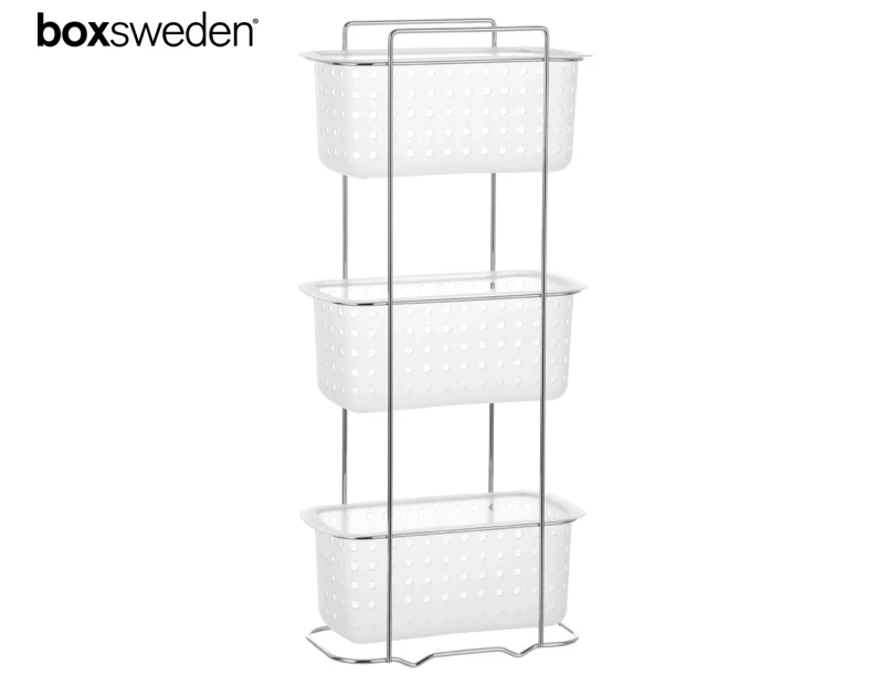 Boxsweden 3-Tier Bathroom Storage Stand - Frosted White