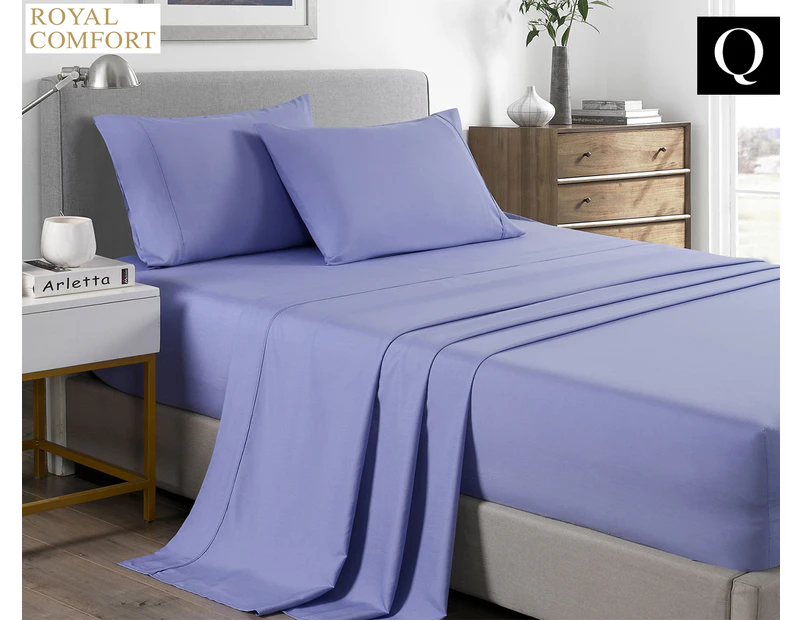 Royal Comfort Bamboo Cooling Queen Bed Sheet Set - Mid Blue