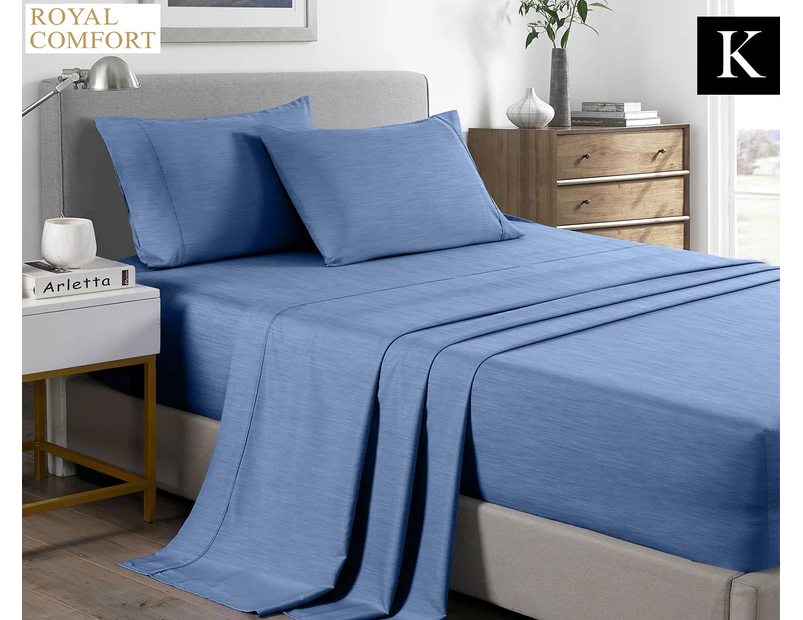Royal Comfort Bamboo Cooling King Bed Sheet Set - Denim