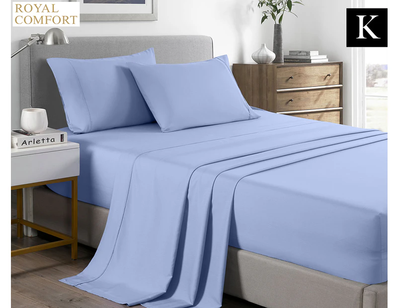 Royal Comfort Bamboo Cooling King Bed Sheet Set - Light Blue