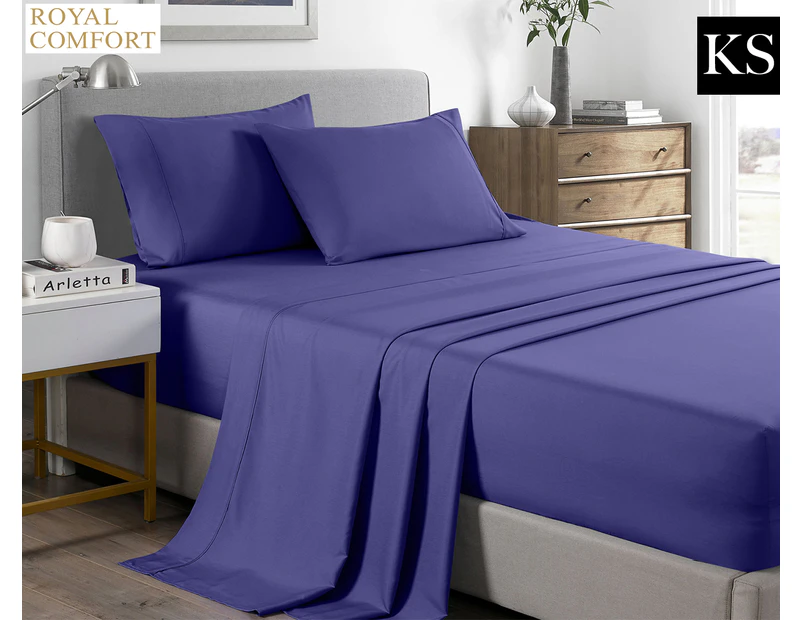 Royal Comfort Bamboo Cooling King Single Bed Sheet Set - Royal Blue