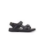 HUSH PUPPIES SIMMER Mens Leather Adjustable Strap Comfort Sandals Shoes - Black