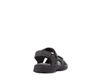 HUSH PUPPIES SIMMER Mens Leather Adjustable Strap Comfort Sandals Shoes - Black